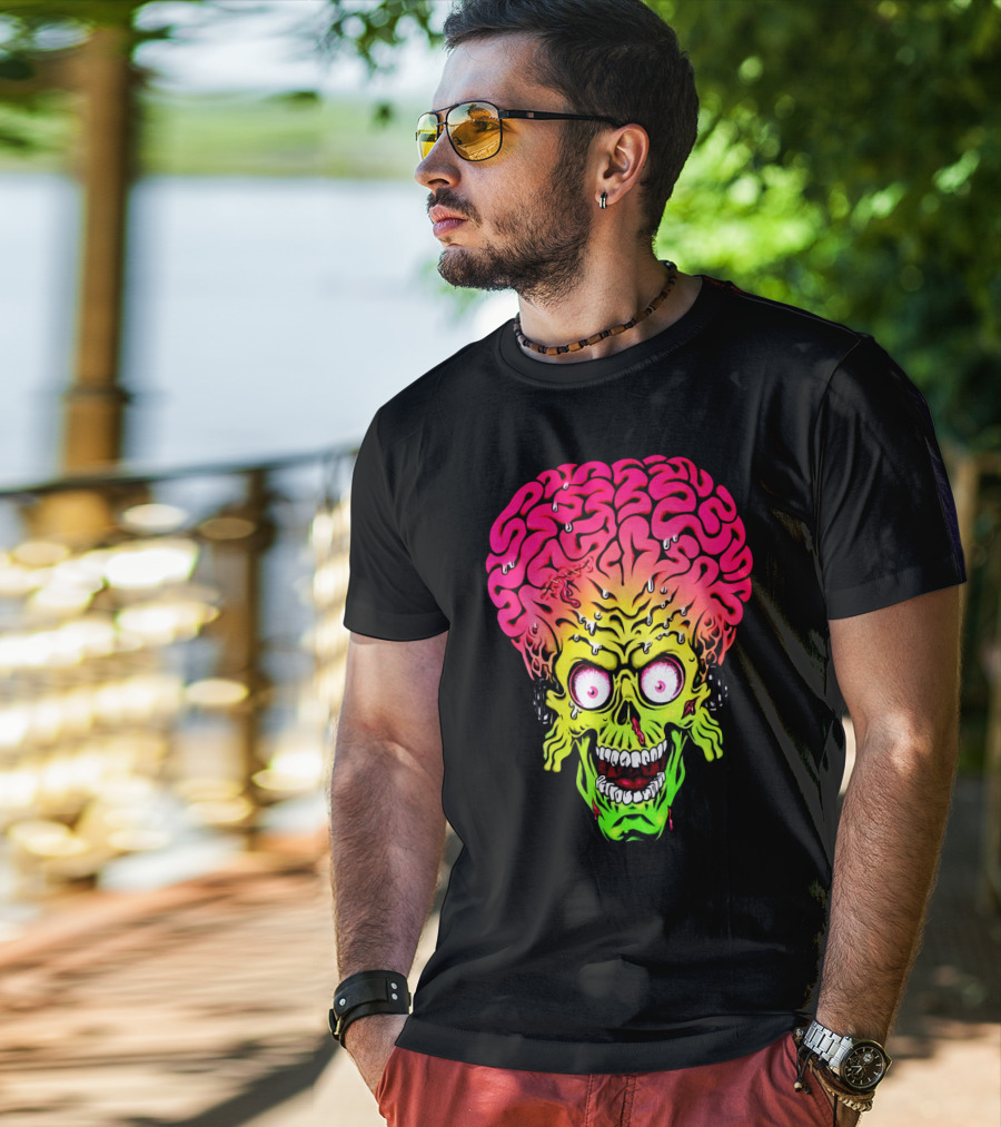 Mars Attacks Alien Brain Zombie Head T-Shirt