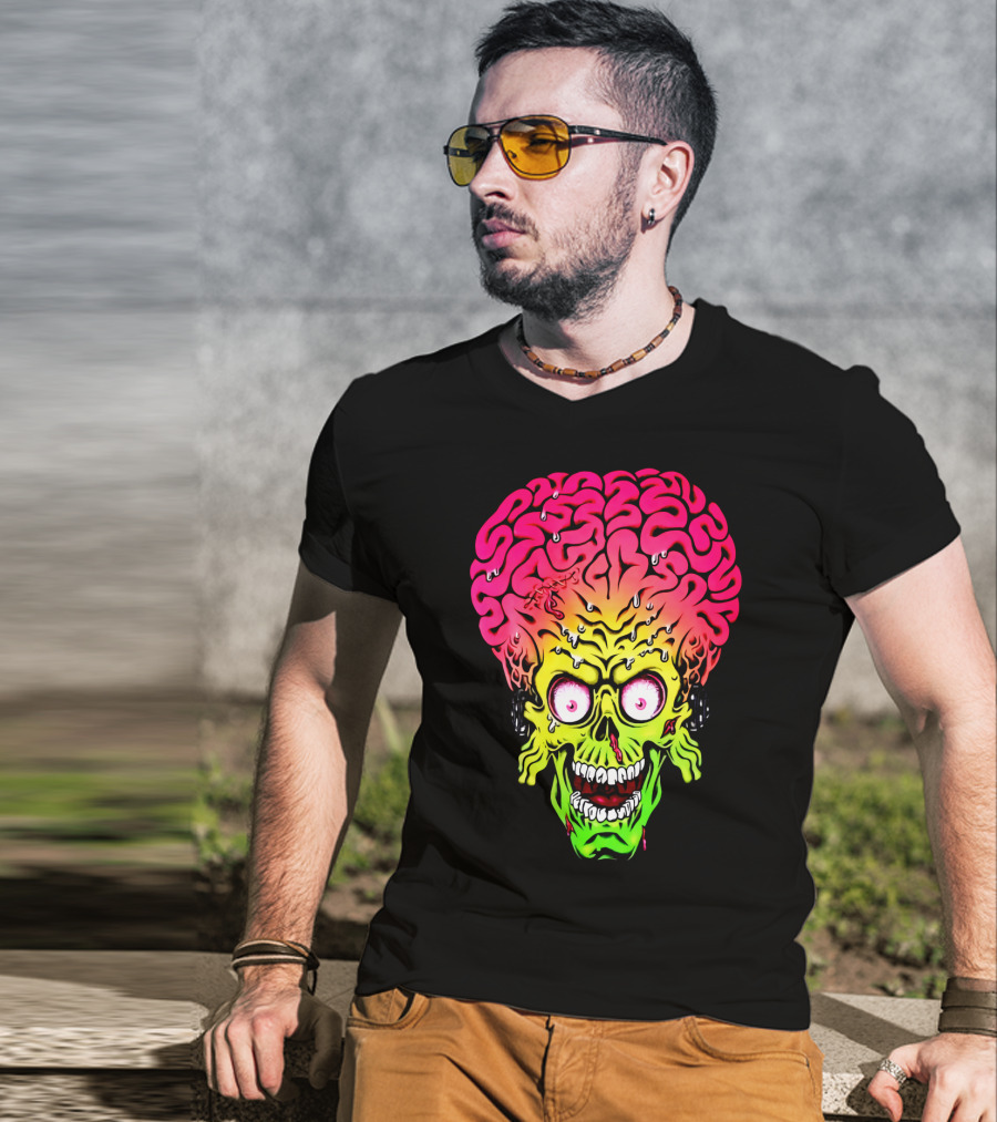 Mars Attacks Alien Brain Zombie Head T-Shirt