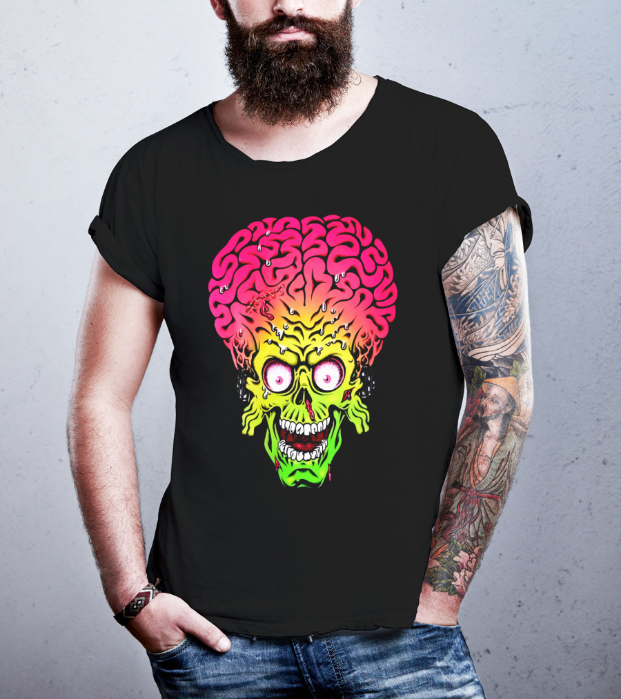 Mars Attacks Alien Brain Zombie Head T-Shirt