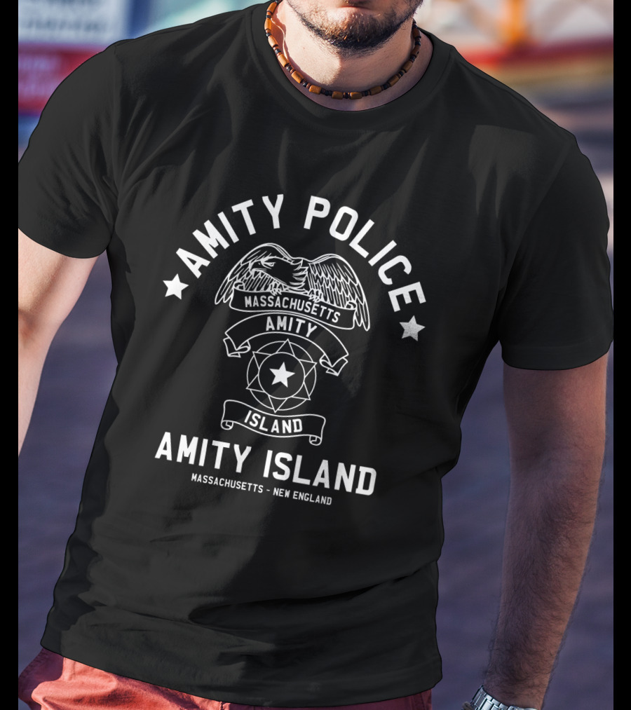 Amity Police Massachusetts Amity Island New England Jaws T-Shirt