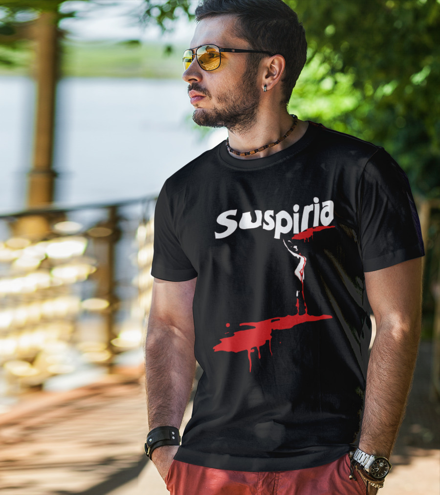 Suspiria 1977 Horror Film Logo With Red Blood And Dancing T-Shirt