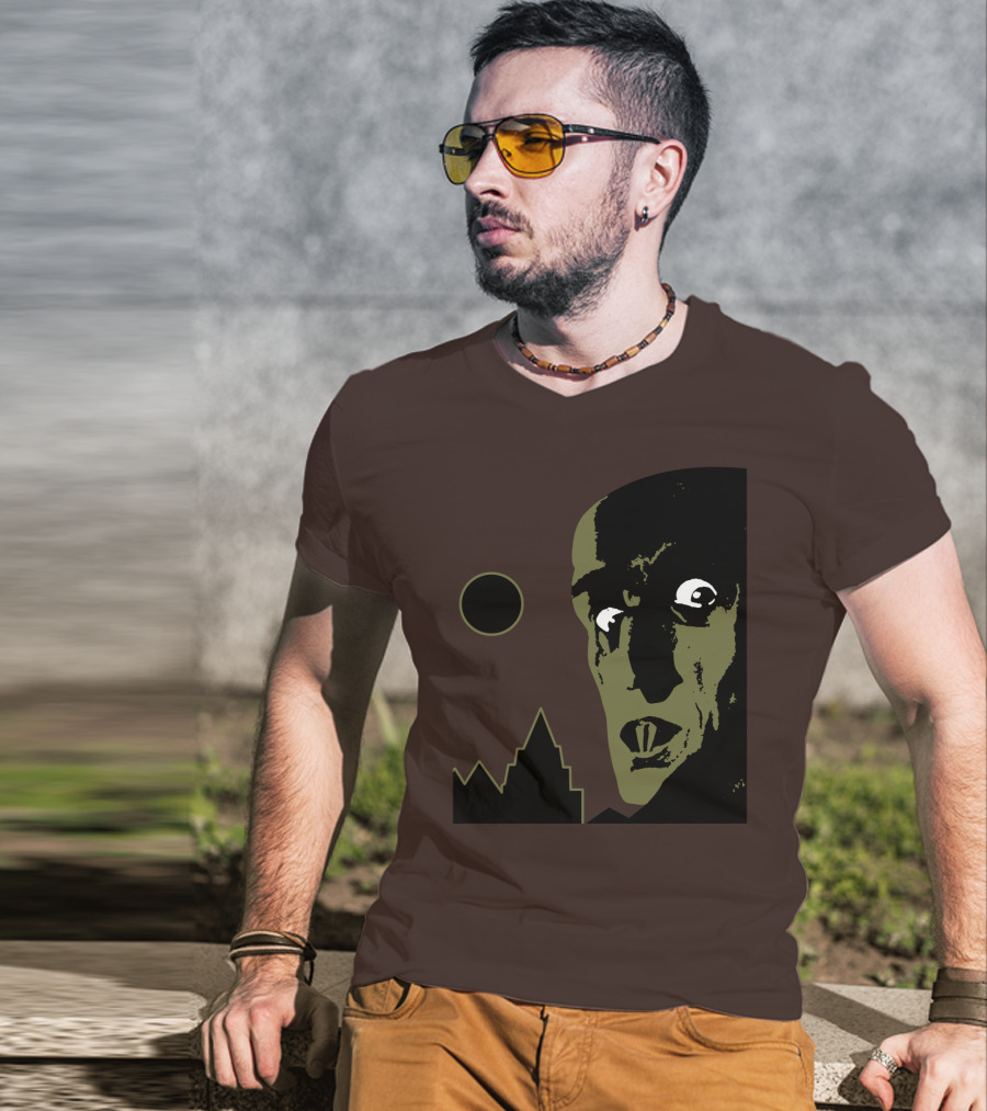 Nosferatu The Vampyre 1979 Iconic Horror Vampire Portrait With Castle And Moon T-Shirt