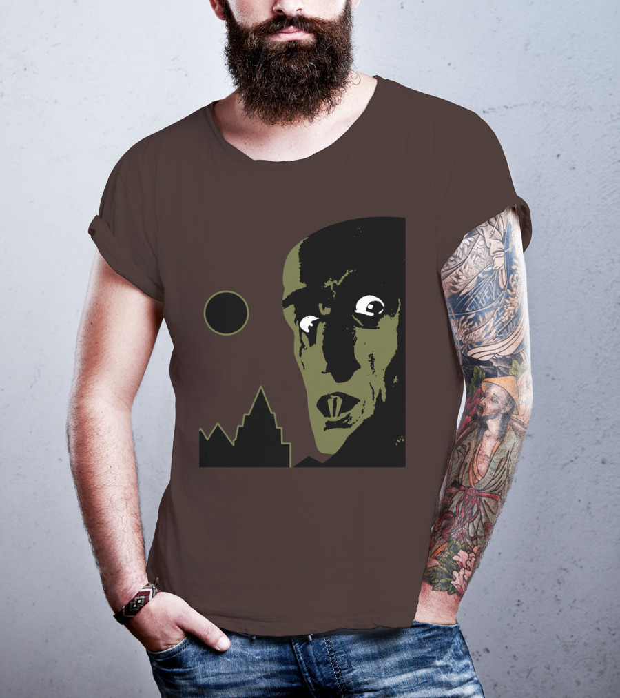 Nosferatu The Vampyre 1979 Iconic Horror Vampire Portrait With Castle And Moon T-Shirt
