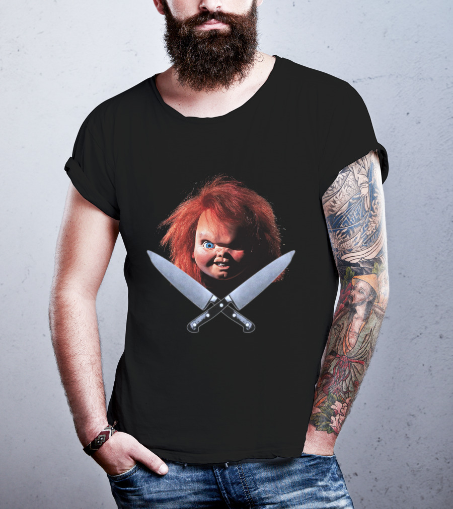 Chucky Doll With Crossed Knives From Child's Play T-Shirt