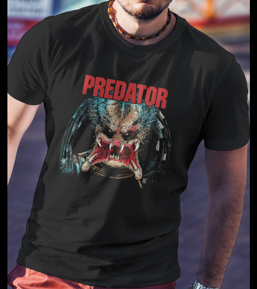 PREDATOR Alien Face Mask Horror T-Shirt