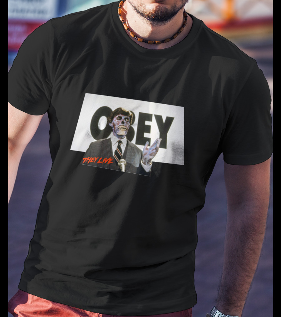 They Live OBEY Sci-Fi Alien Figure T-Shirt