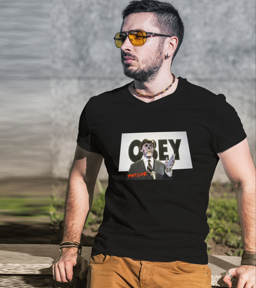 They Live OBEY Sci-Fi Alien Figure T-Shirt