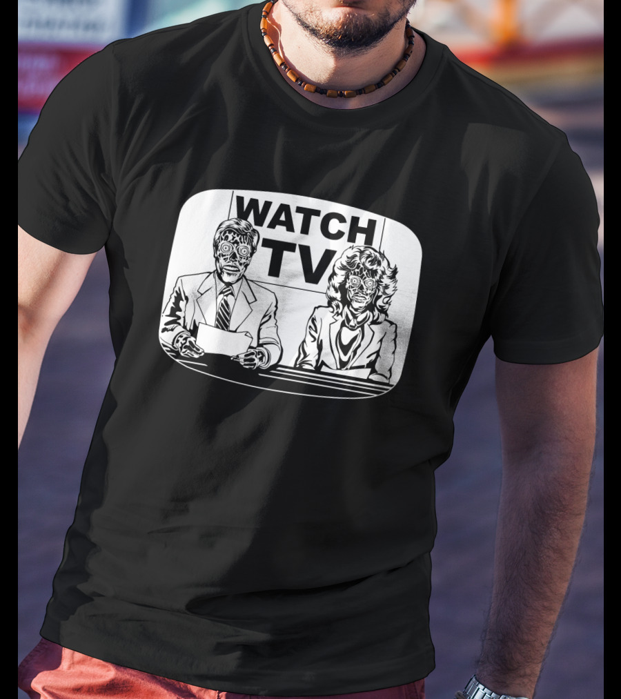 Watch TV They Live News Anchors Alien Faces T-Shirt