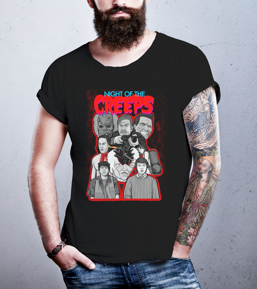 Night Of The Creeps Horror Movie Characters And Weaponry T-Shirt