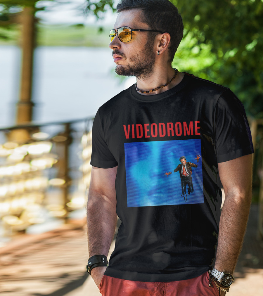 Videodrome Blue Screen Face And Man Jumping T-Shirt