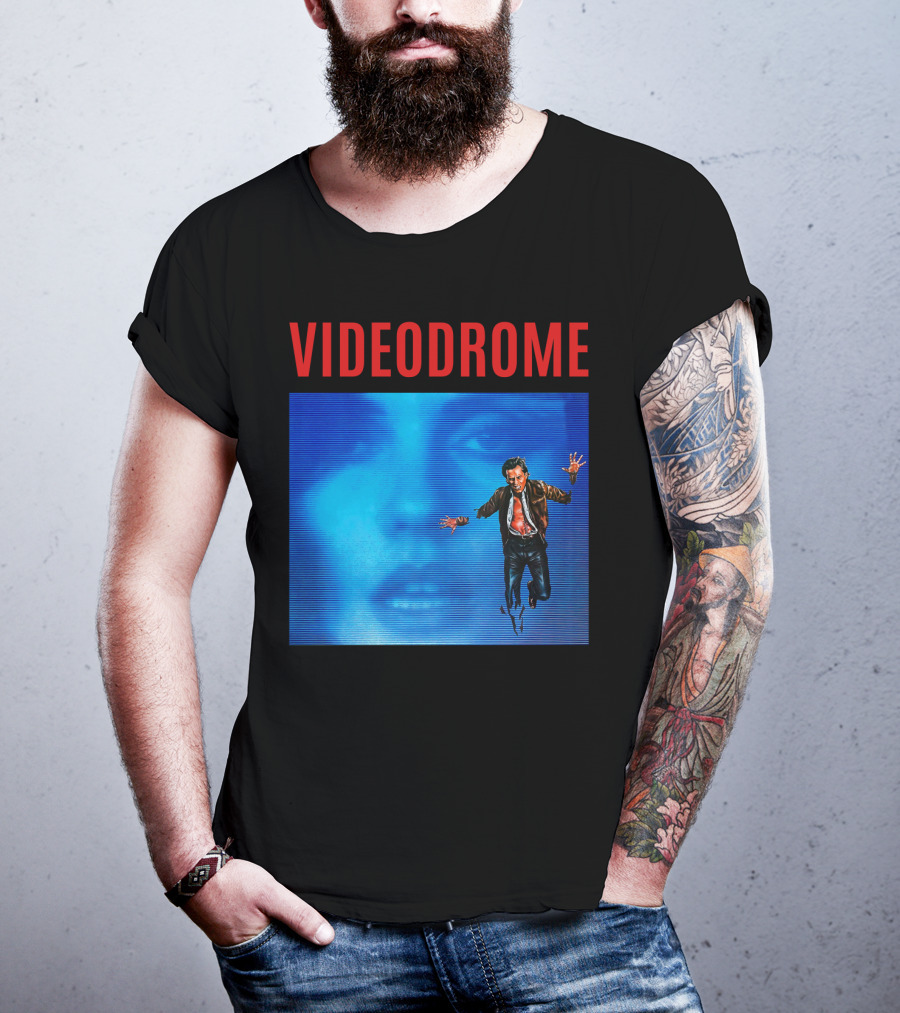 Videodrome Blue Screen Face And Man Jumping T-Shirt