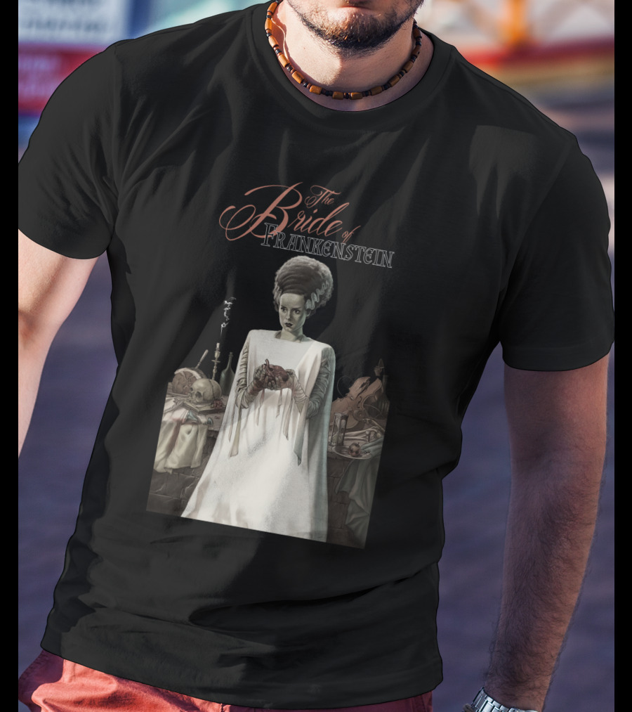 The Bride Of Frankenstein Classic Gothic Horror Scene With Laboratory Elements T-Shirt