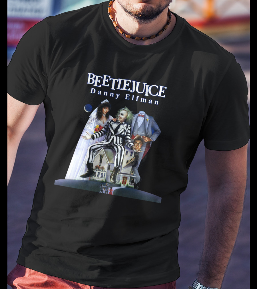 Beetlejuice Danny Elfman Striped Suit House Wedding Scene T-Shirt