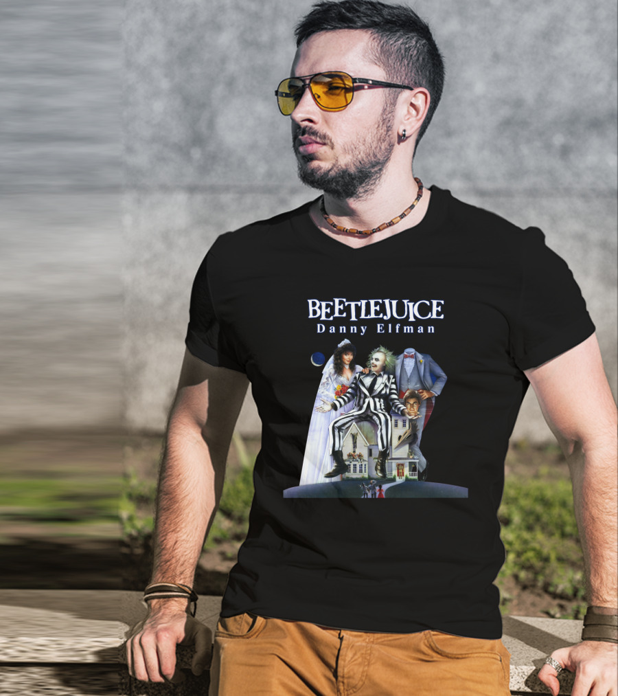 Beetlejuice Danny Elfman Striped Suit House Wedding Scene T-Shirt