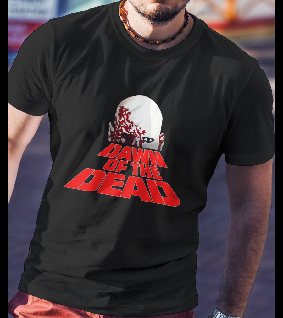 Dawn Of The Dead Zombie Head Red Text T-Shirt