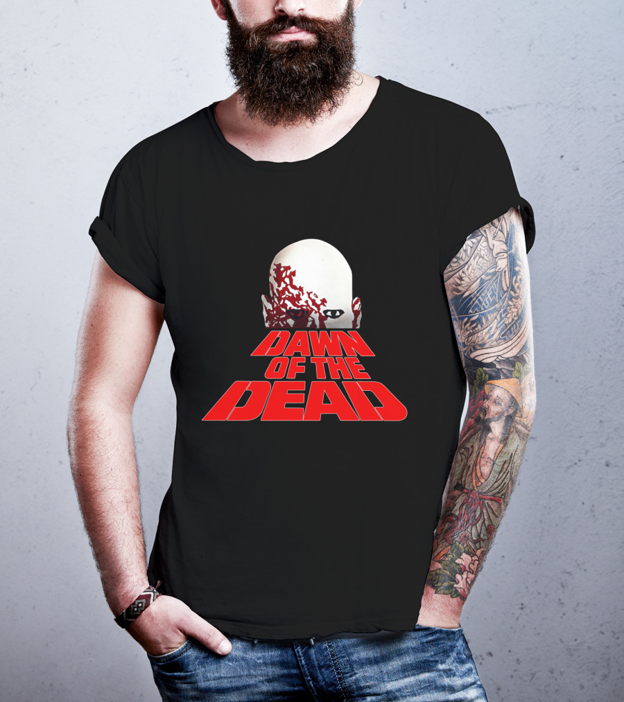 Dawn Of The Dead Zombie Head Red Text T-Shirt