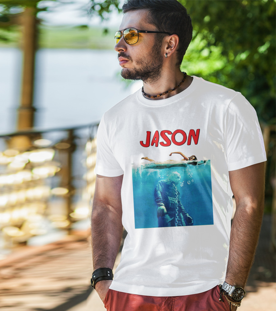 Jaws Jason Voorhees Underwater Horror Mashup T-Shirt