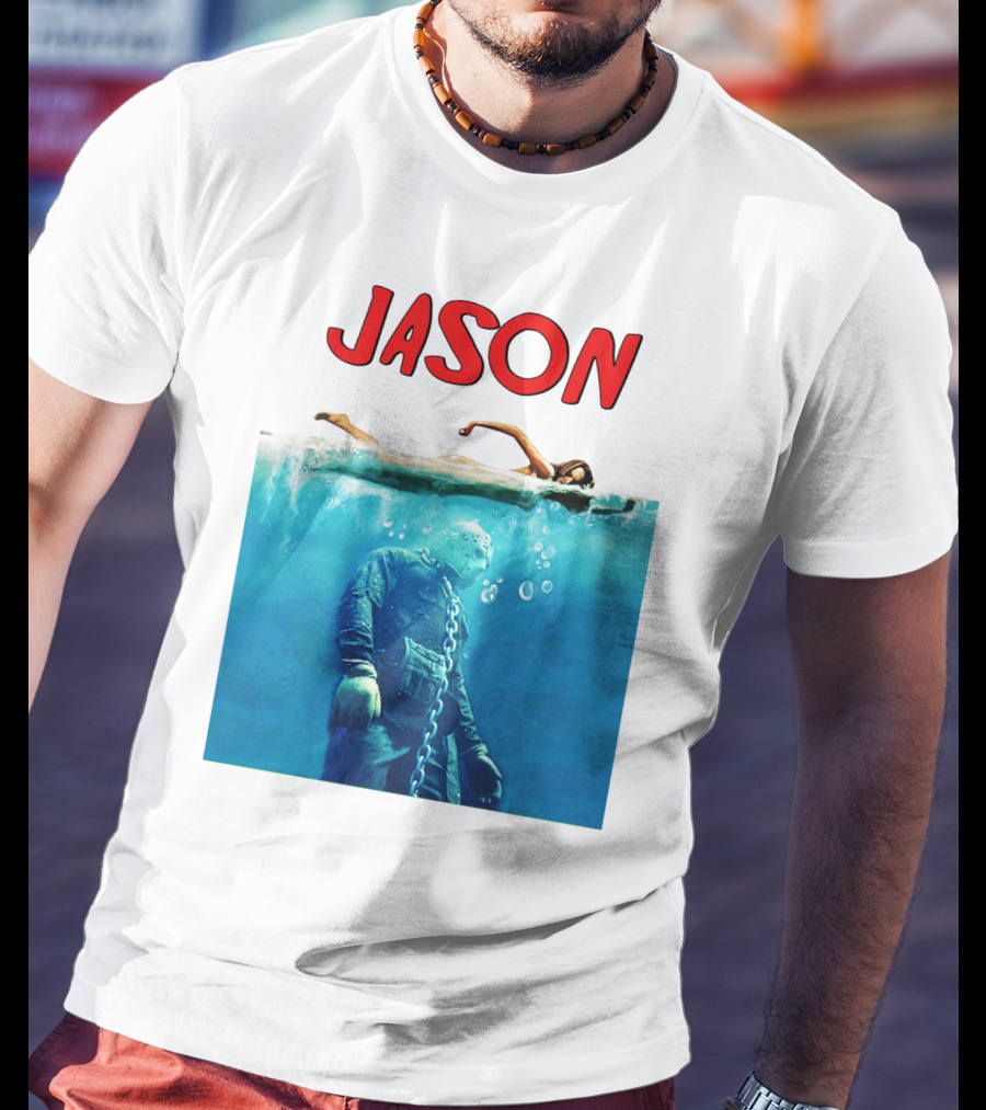 Jaws Jason Voorhees Underwater Horror Mashup T-Shirt