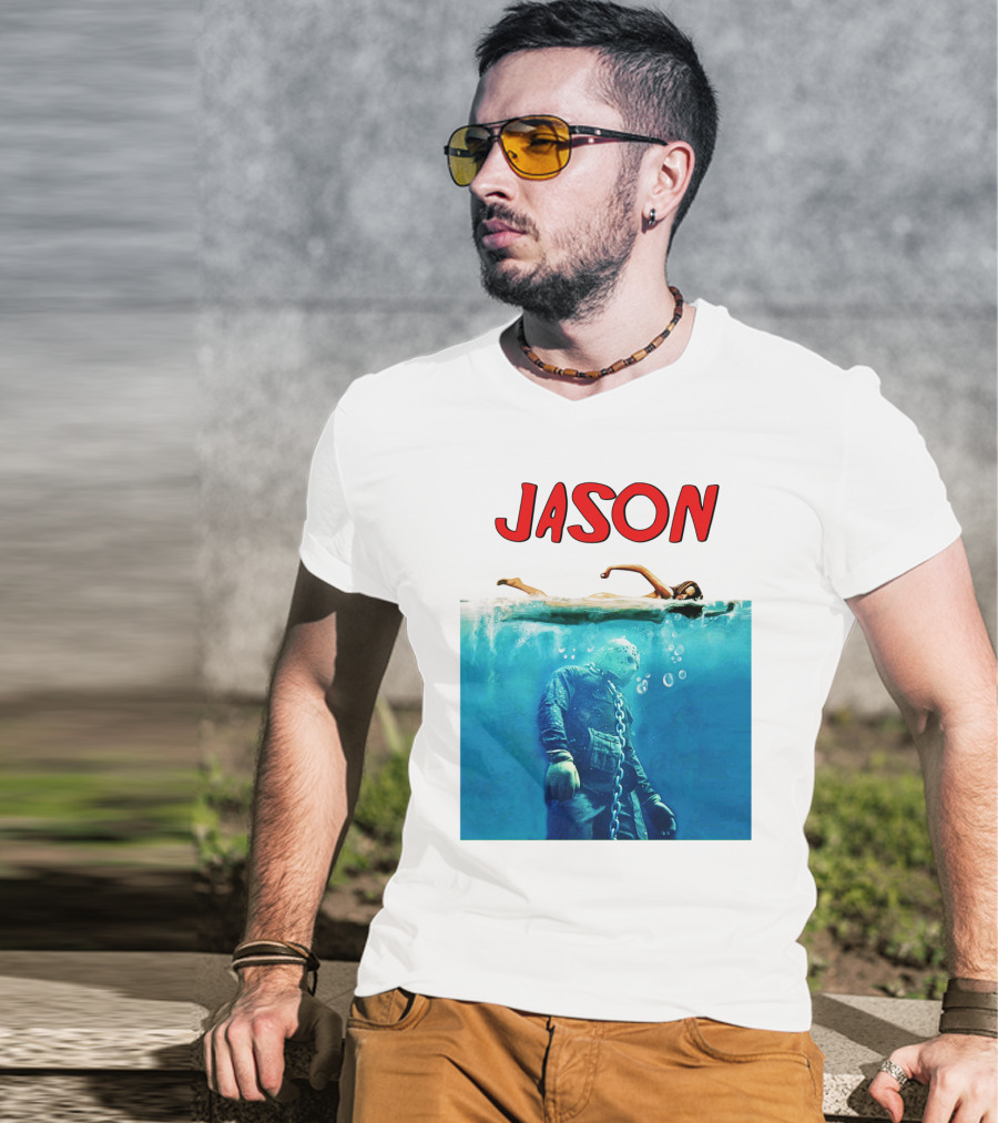 Jaws Jason Voorhees Underwater Horror Mashup T-Shirt