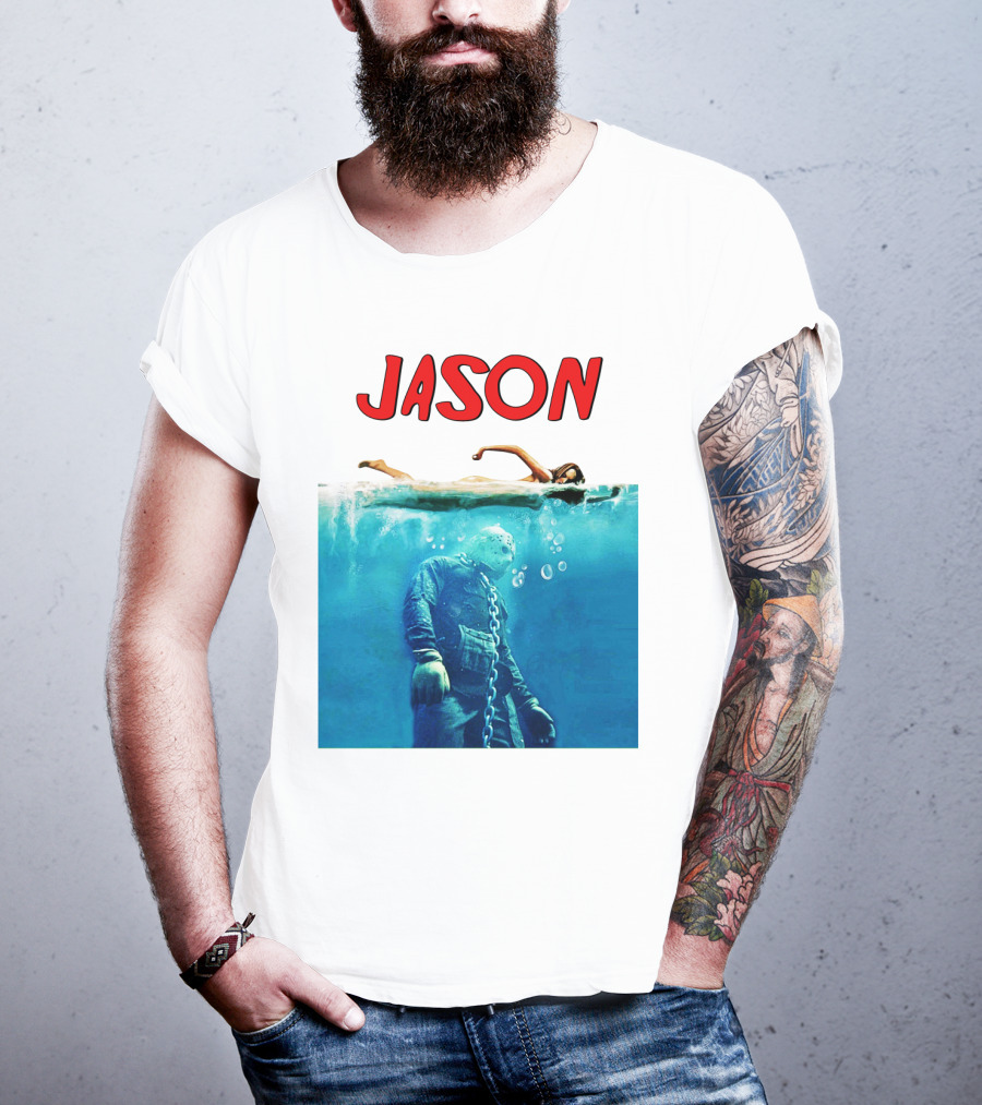 Jaws Jason Voorhees Underwater Horror Mashup T-Shirt