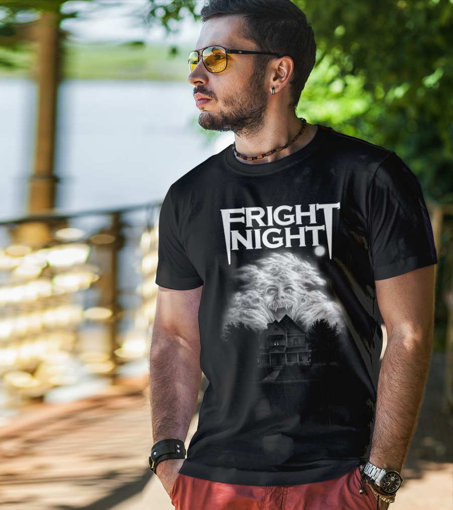 Fright Night Vampire Cloud Over Haunted House T-Shirt