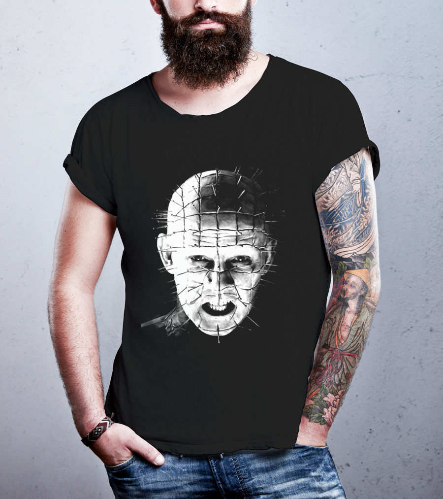 Hellraiser Pinhead Horror Icon Grayscale T-Shirt