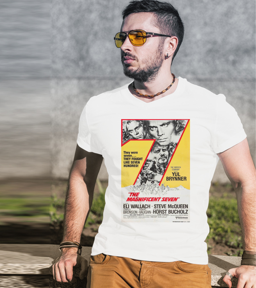 The Magnificent Seven 1960 Yul Brynner Steve McQueen Eli Wallach Charles Bronson Robert Vaughn Horst Buchholz T-Shirt