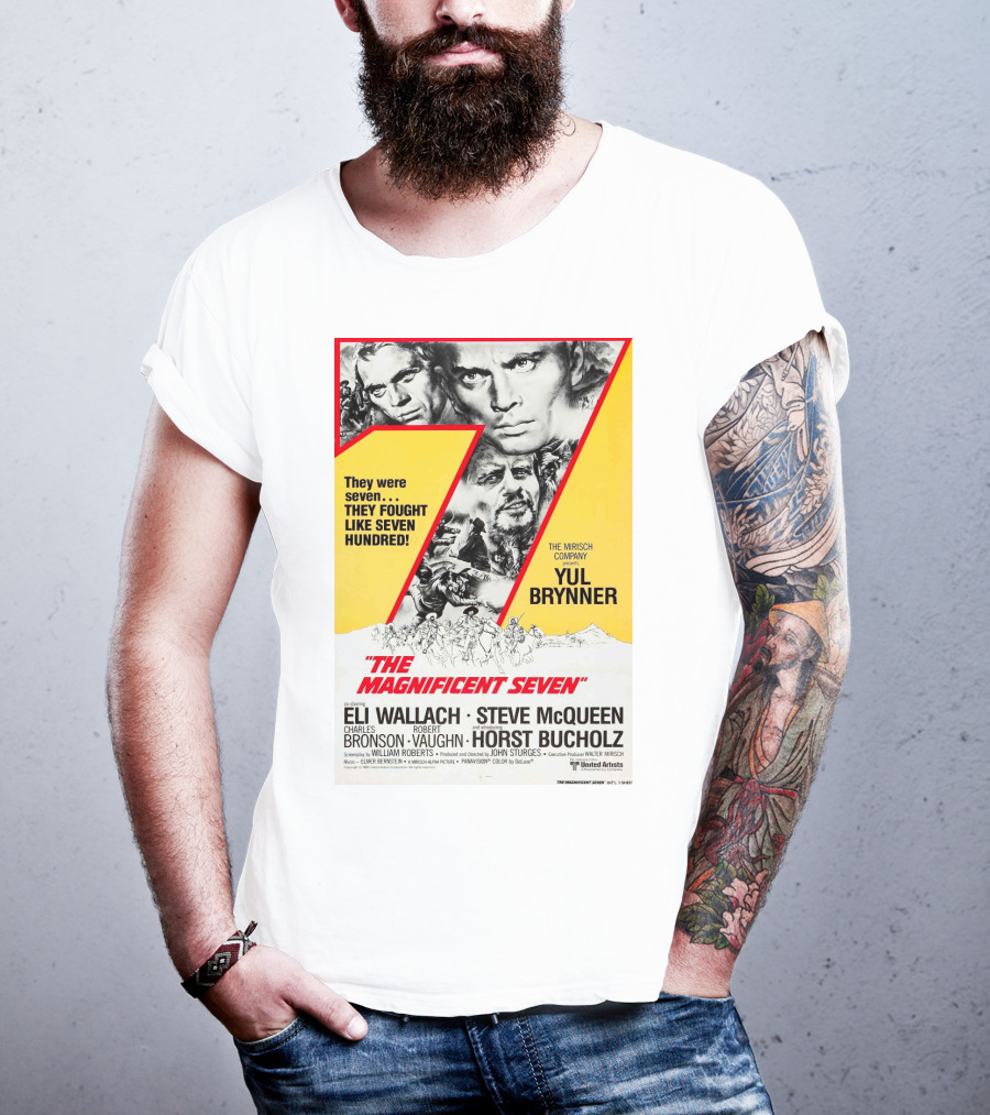 The Magnificent Seven 1960 Yul Brynner Steve McQueen Eli Wallach Charles Bronson Robert Vaughn Horst Buchholz T-Shirt