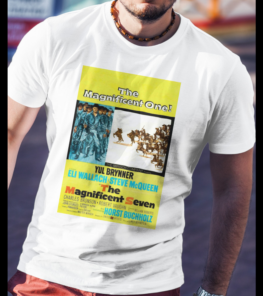 The Magnificent Seven 1960 Steve McQueen Yul Brynner Eli Wallach Movie T-Shirt