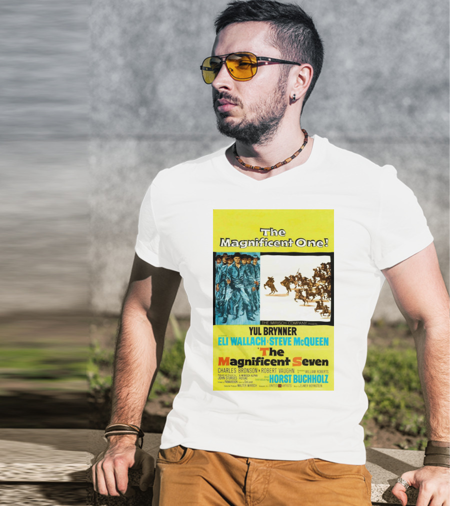 The Magnificent Seven 1960 Steve McQueen Yul Brynner Eli Wallach Movie T-Shirt