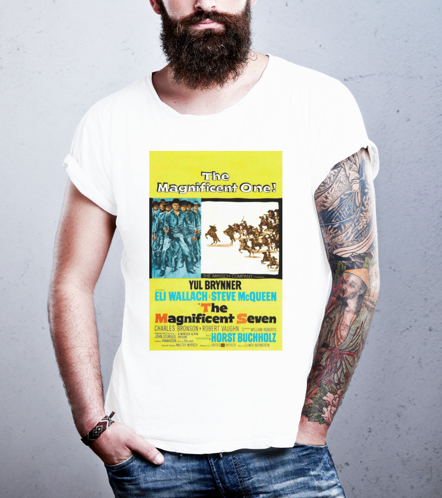 The Magnificent Seven 1960 Steve McQueen Yul Brynner Eli Wallach Movie T-Shirt