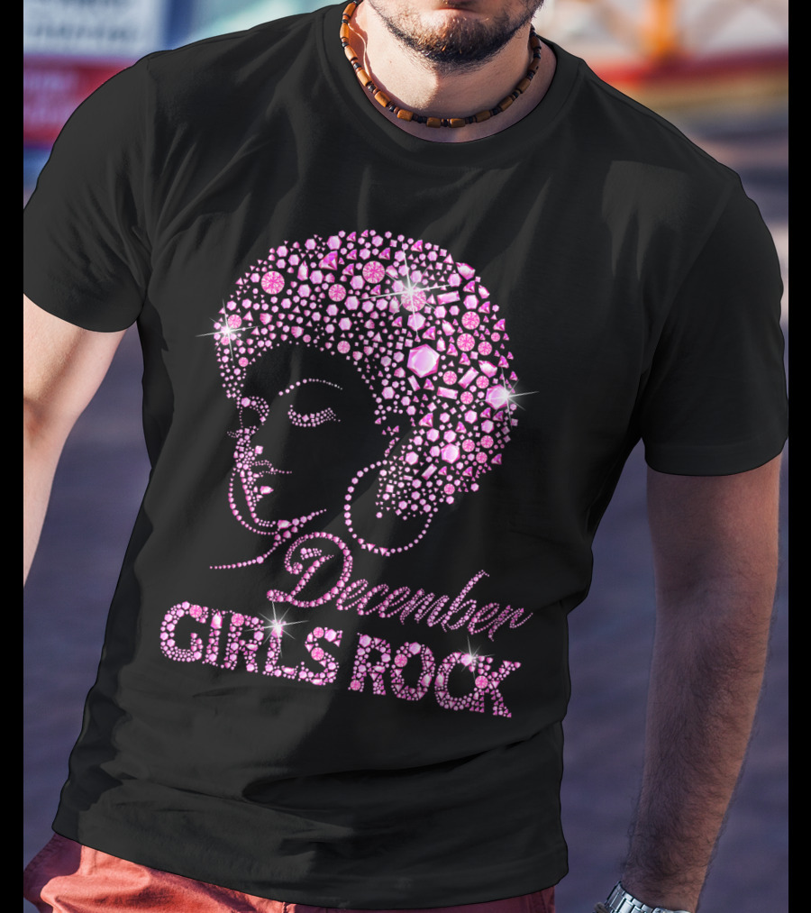 December Girls Rock Pink Rhinestone Afro T-Shirt