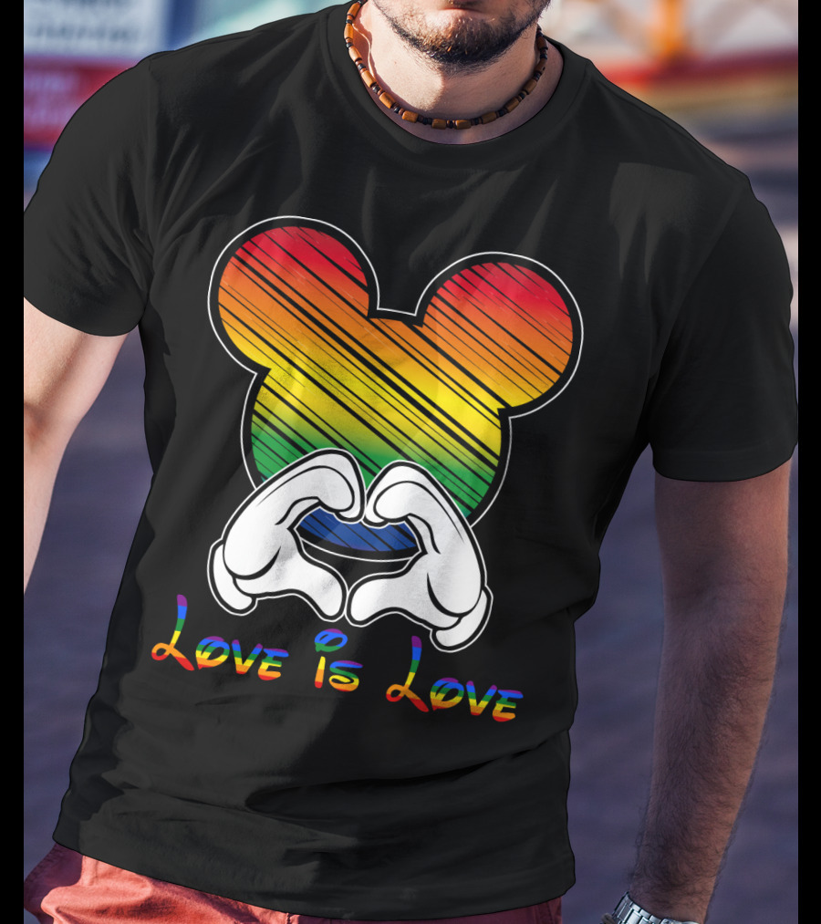 Love Is Love Rainbow Mickey Heart Hands T-Shirt