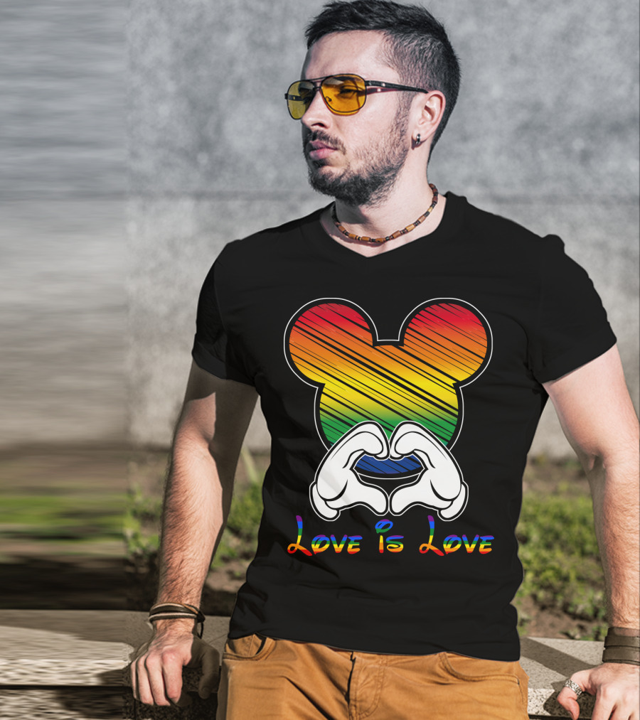 Love Is Love Rainbow Mickey Heart Hands T-Shirt