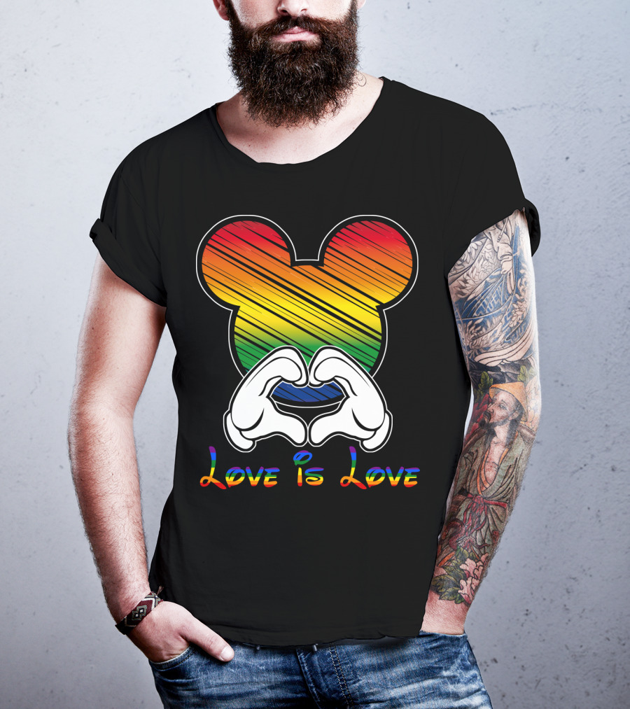 Love Is Love Rainbow Mickey Heart Hands T-Shirt