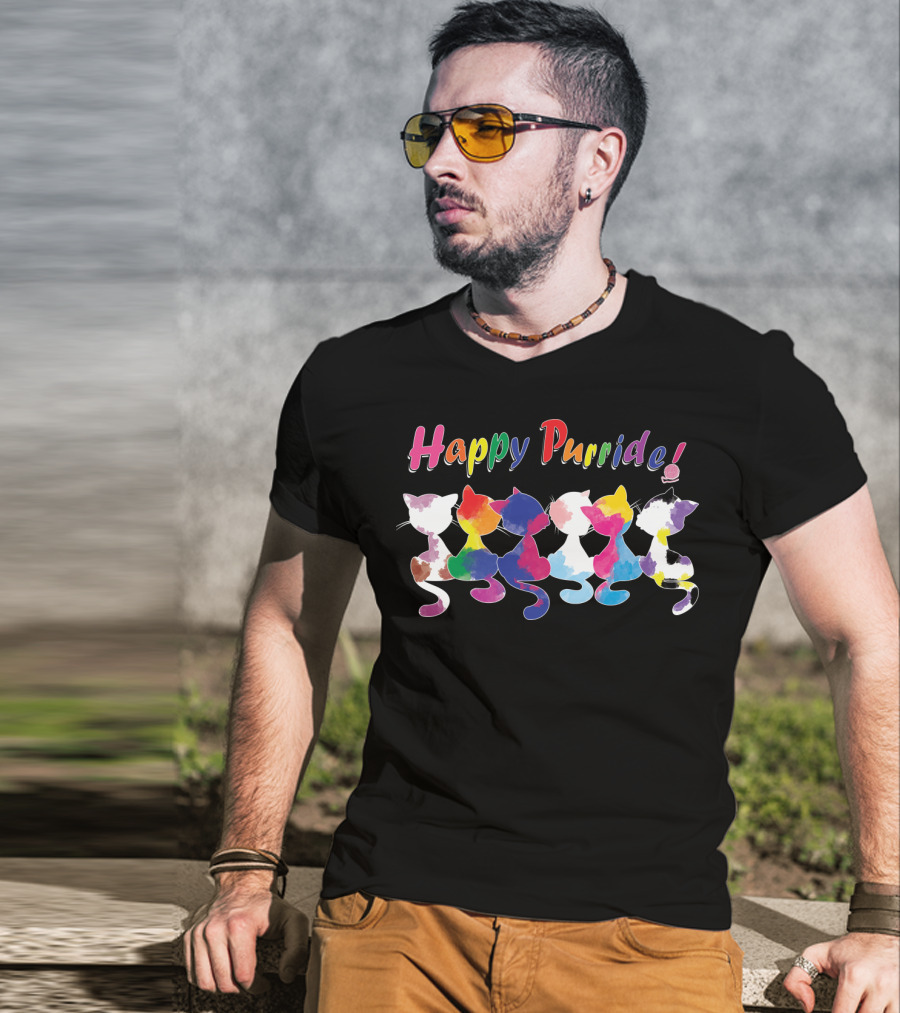 Happy Purride Rainbow Cats T-Shirt