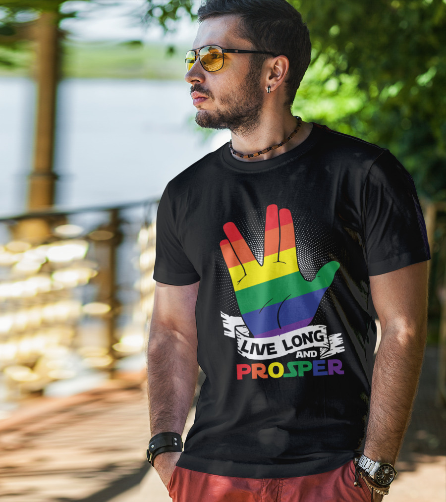 Live Long And Prosper Rainbow Hand Gesture T-Shirt