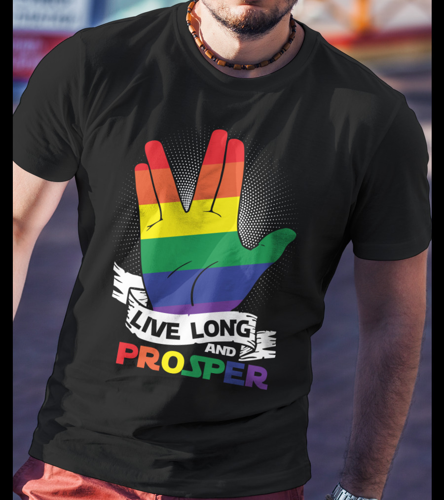 Live Long And Prosper Rainbow Hand Gesture T-Shirt