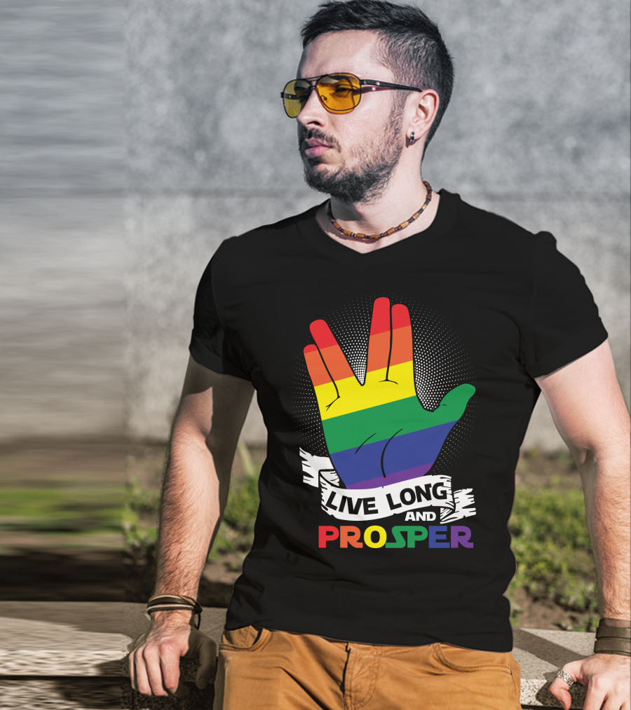 Live Long And Prosper Rainbow Hand Gesture T-Shirt