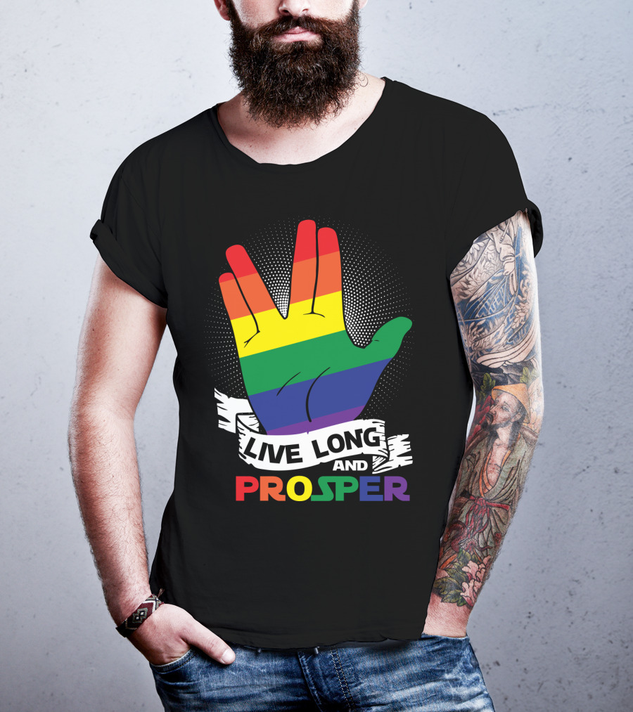 Live Long And Prosper Rainbow Hand Gesture T-Shirt