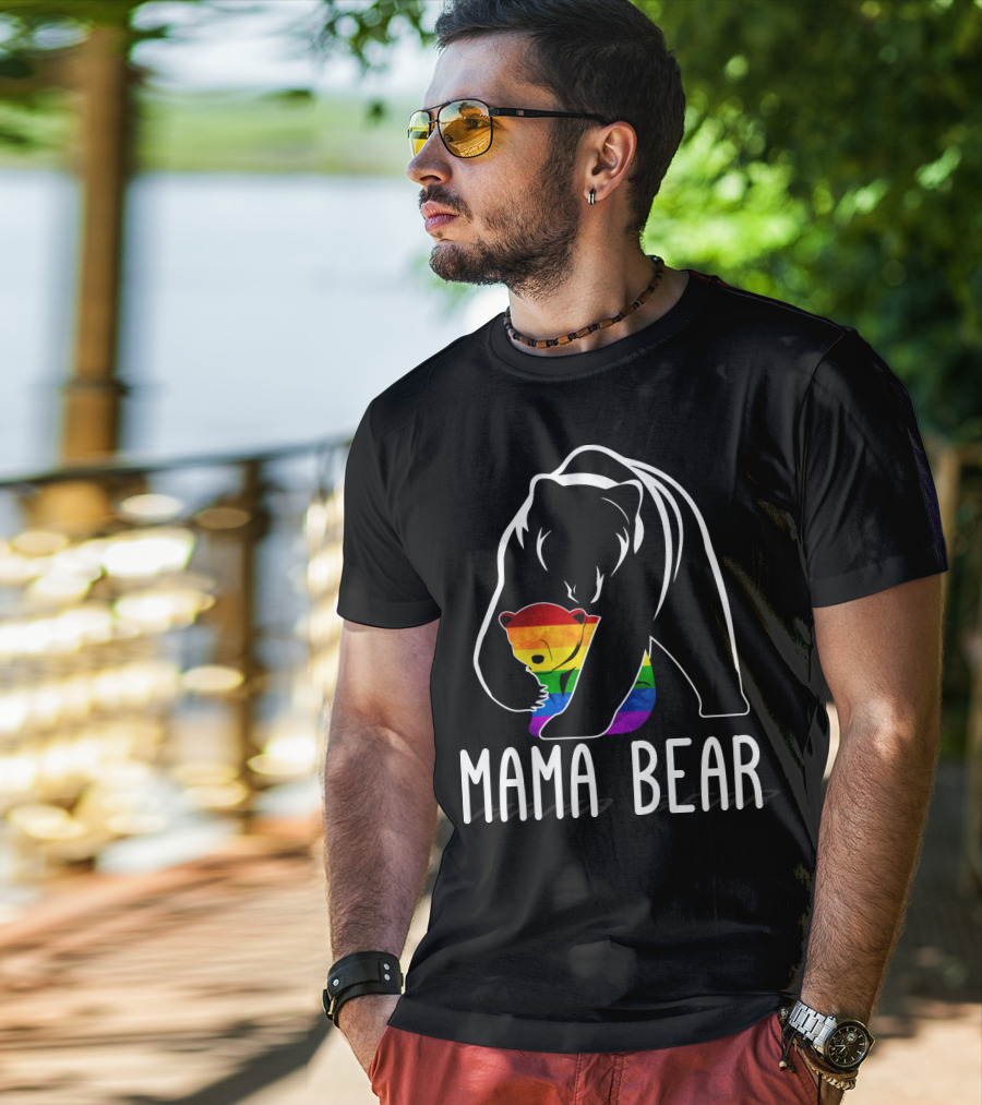 Mama Bear Rainbow Pride Bear Hug T-Shirt