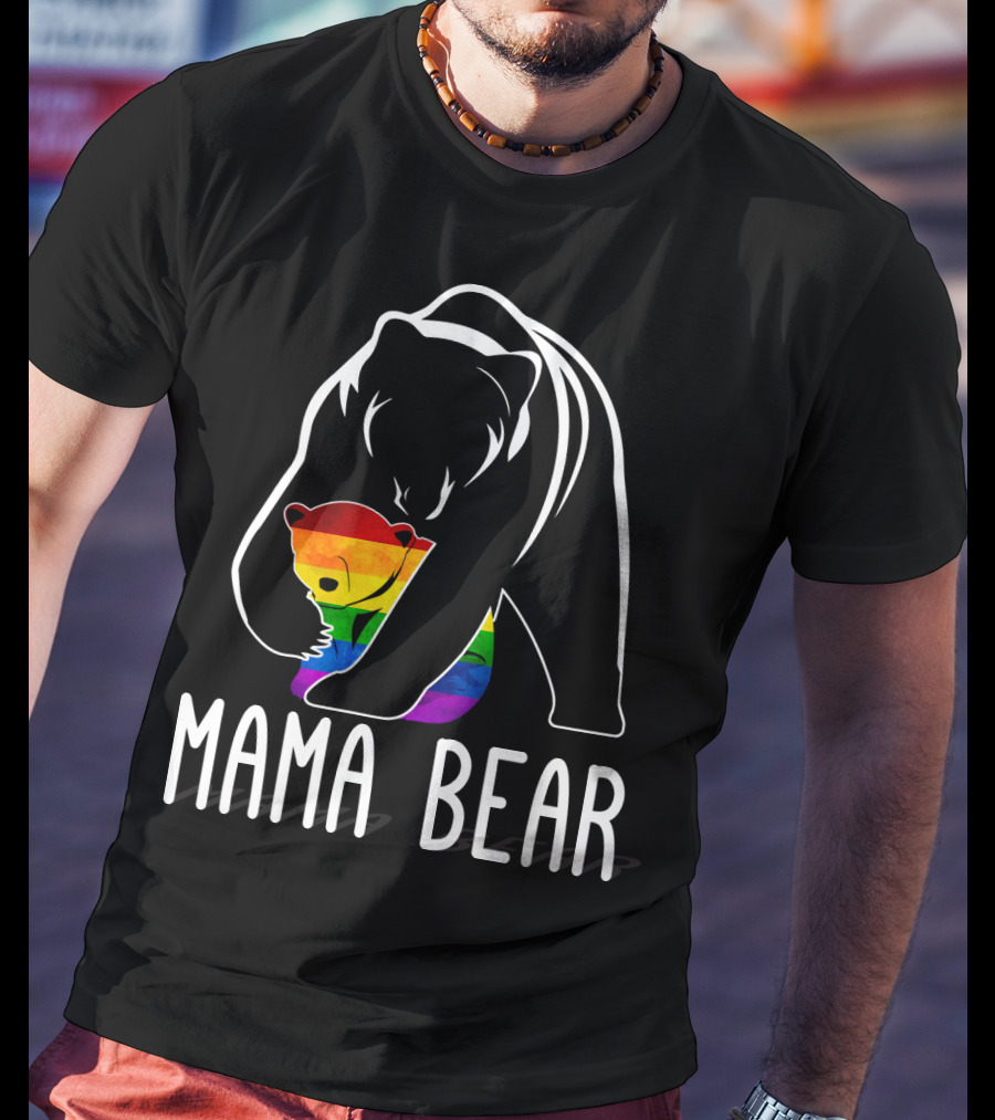 Mama Bear Rainbow Pride Bear Hug T-Shirt