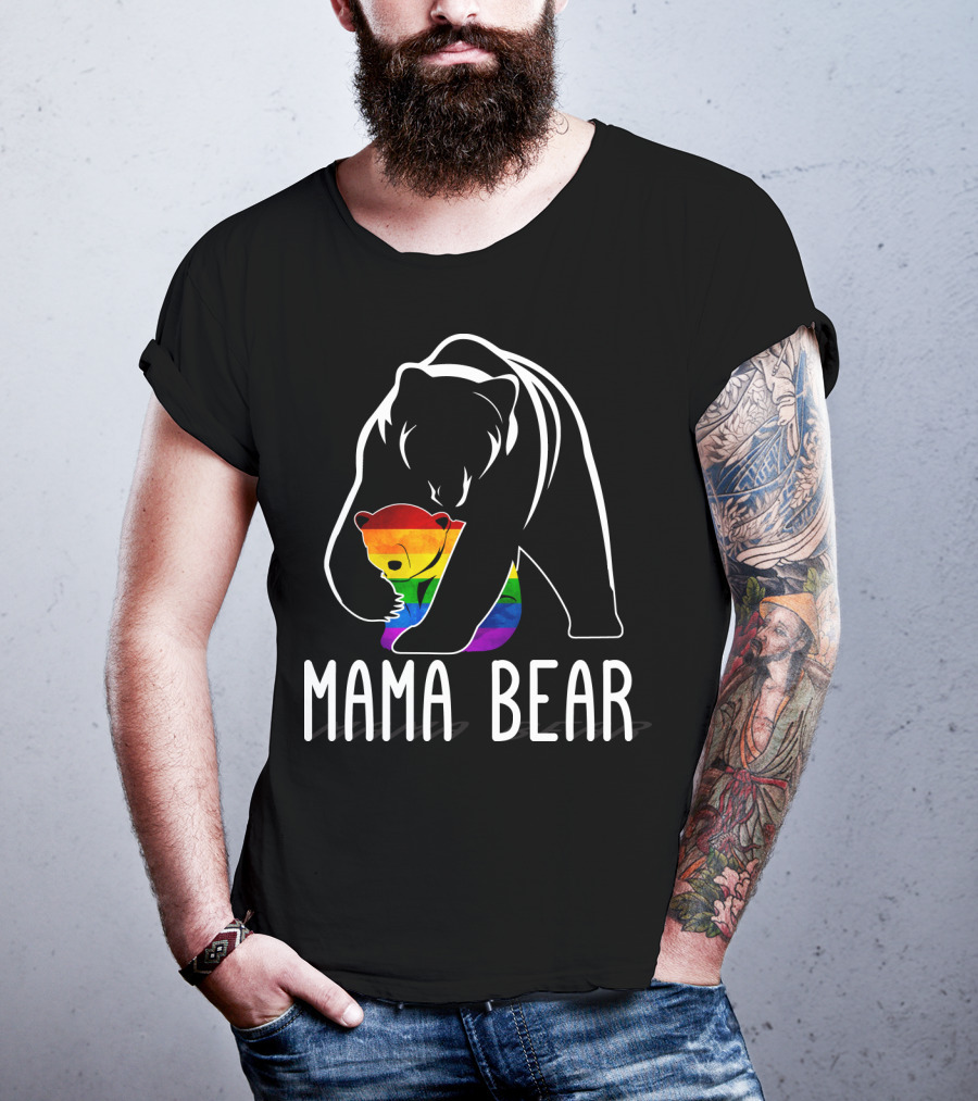 Mama Bear Rainbow Pride Bear Hug T-Shirt