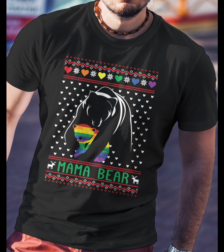 Mama Bear Rainbow Heart Pride T-Shirt
