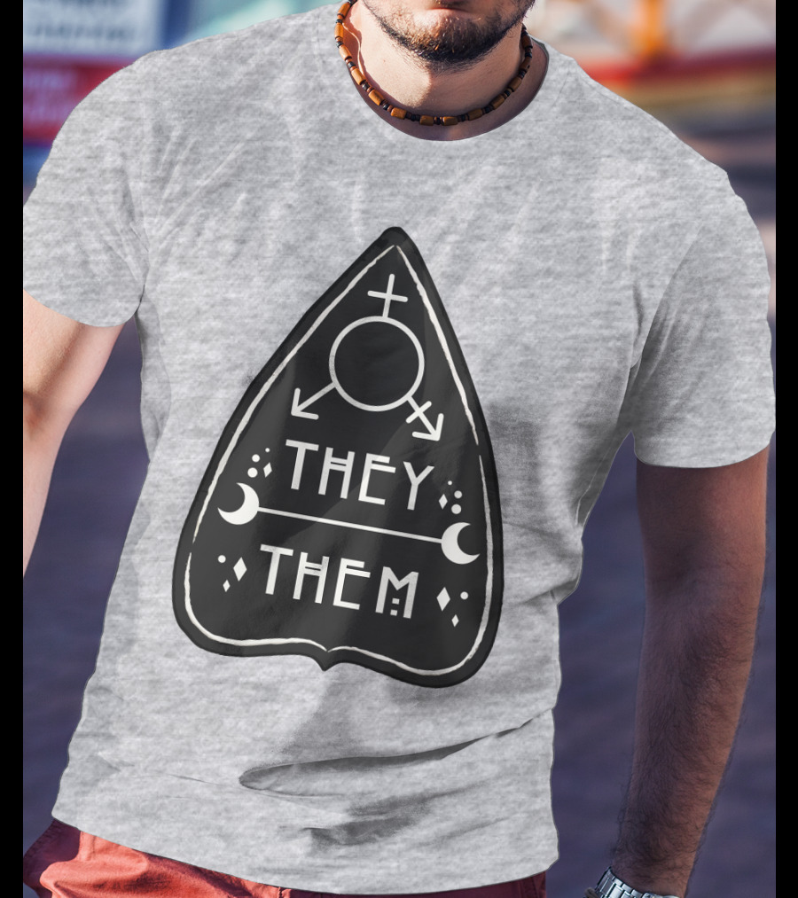 They Them Nonbinary Arrow Symbols Crescent Moons Geometric T-Shirt