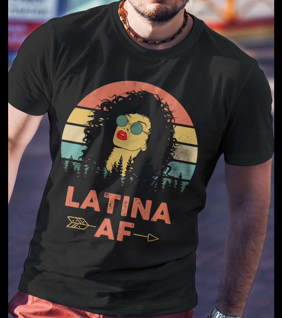LATINA AF Retro Sunset With Stylized Woman And Arrow T-Shirt