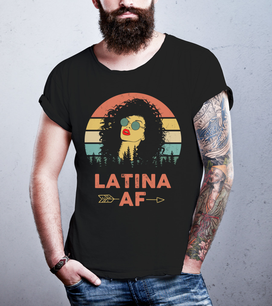 LATINA AF Retro Sunset With Stylized Woman And Arrow T-Shirt