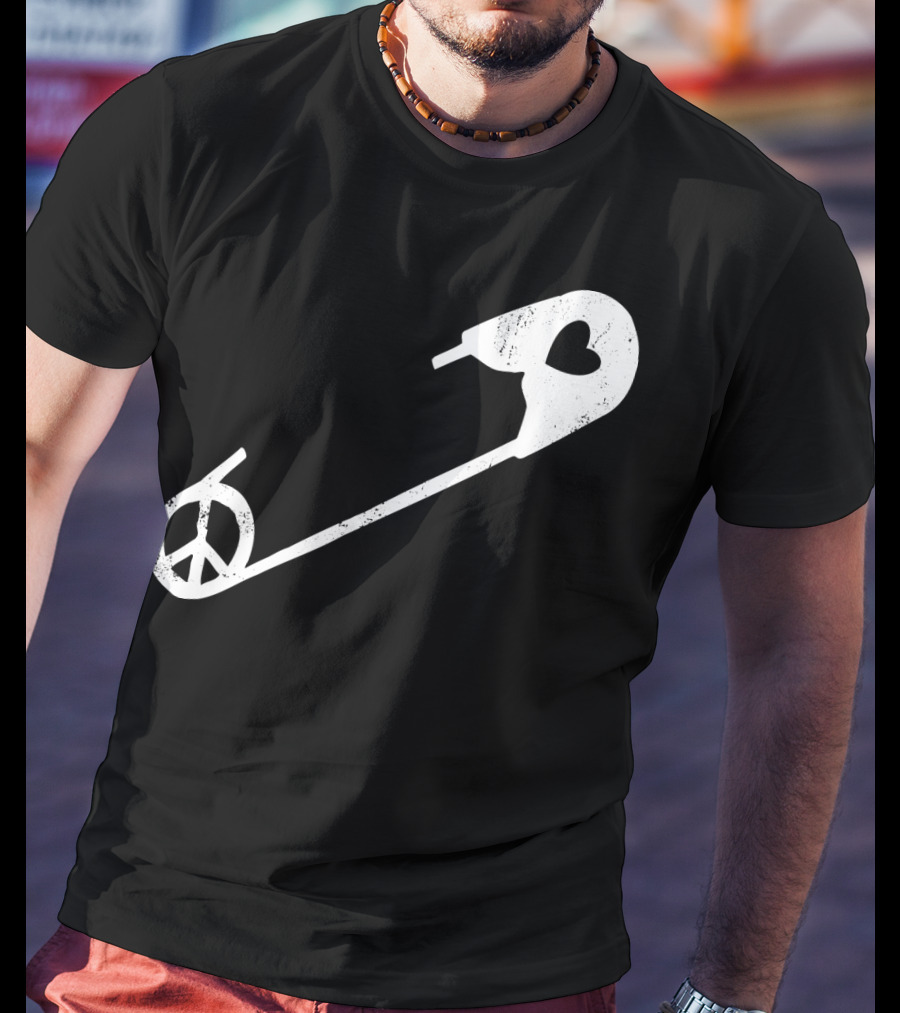 Peace Heart Safety Pin T-Shirt