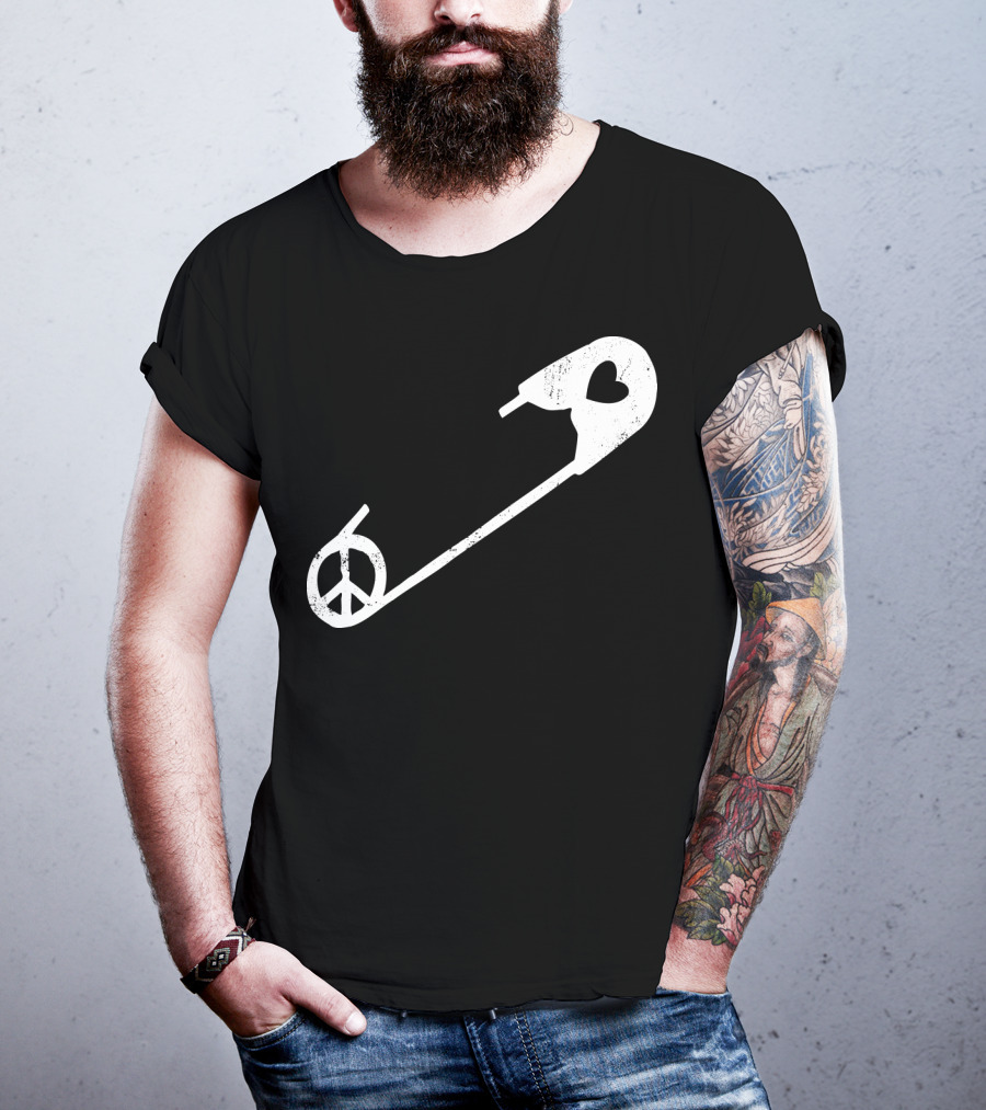 Peace Heart Safety Pin T-Shirt