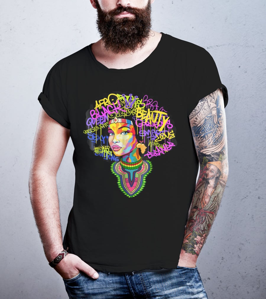 Black Afro Queen Beauty Expression Style Power T-Shirt